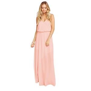 NWT Show Me Your MuMu Kendall Chiffon Maxi Dress in Frosted Pink Size M